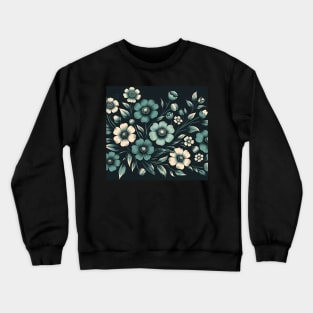 Teal Floral Illustration Crewneck Sweatshirt